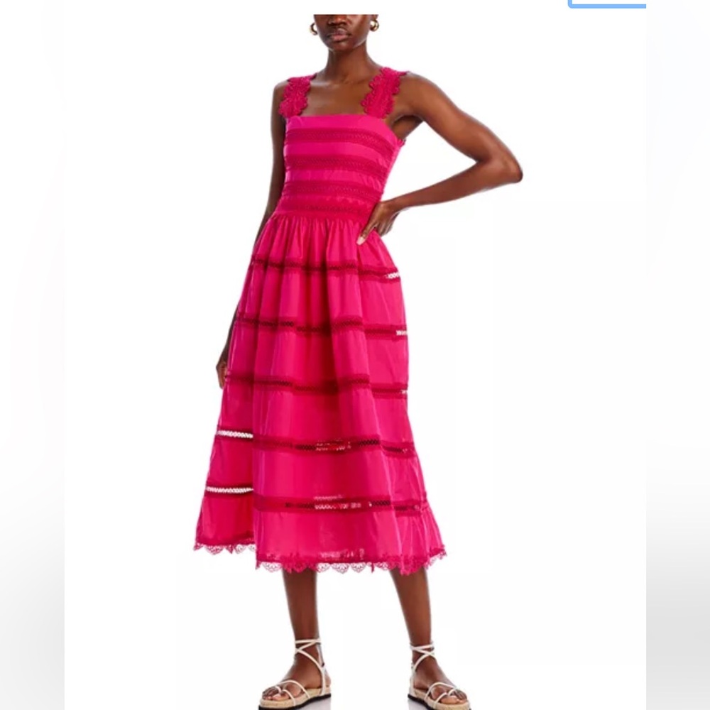 Waimari Kate Lace Trim Pink Midi Dress. Size XS